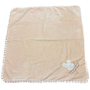 Angel Dear Pastel Pink Bunny Baby Blanket Pink Satin / Plush 27”x28”
